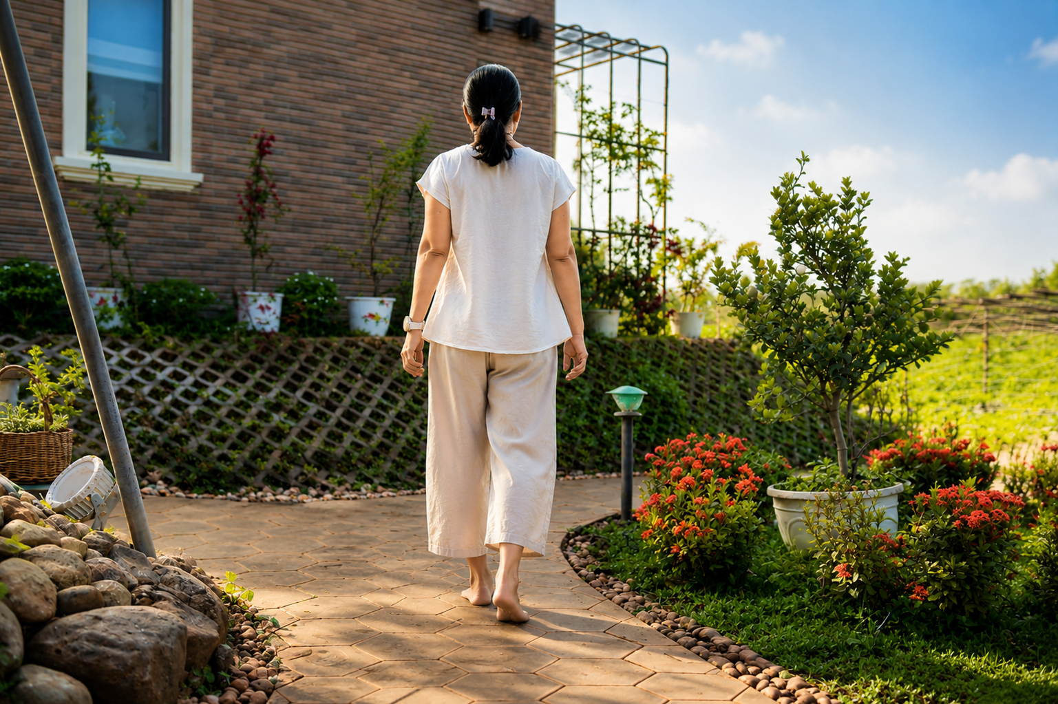 Chân trần tiếp đá tại Heali Garden